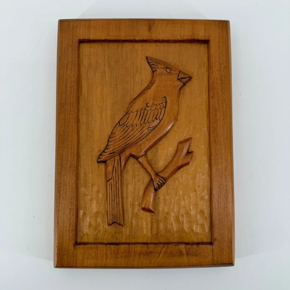 Vintage 1984 Norcross Hanta Yo Woodcarving Cardinal Plaque Folk Art VA